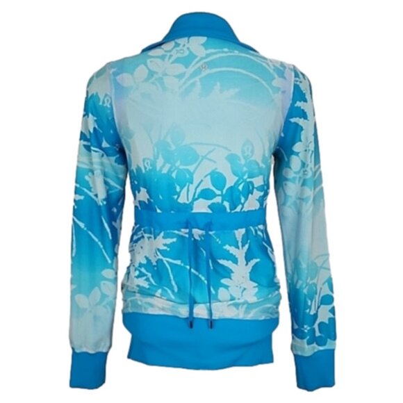 Lululemon Raja Reversible Periwinkle Blue Floral Print Track Jacket Size 6 - Picture 3 of 13